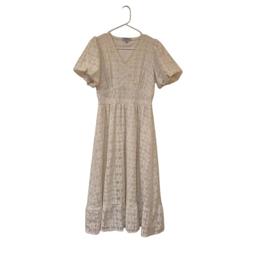 Polagram Women's Ivory Poly/Cotton Lined Lace Dress
